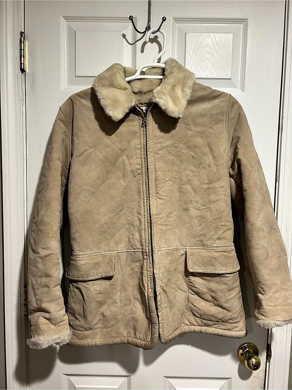 Jones New York Leather Coat in Tan Size Medium